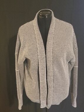 Cozy Grey & White Textured Open Cardigan